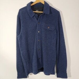 prAna IncrediWool Overshirt Jacket Mens Medium Stormy Night Heather Slim Fit